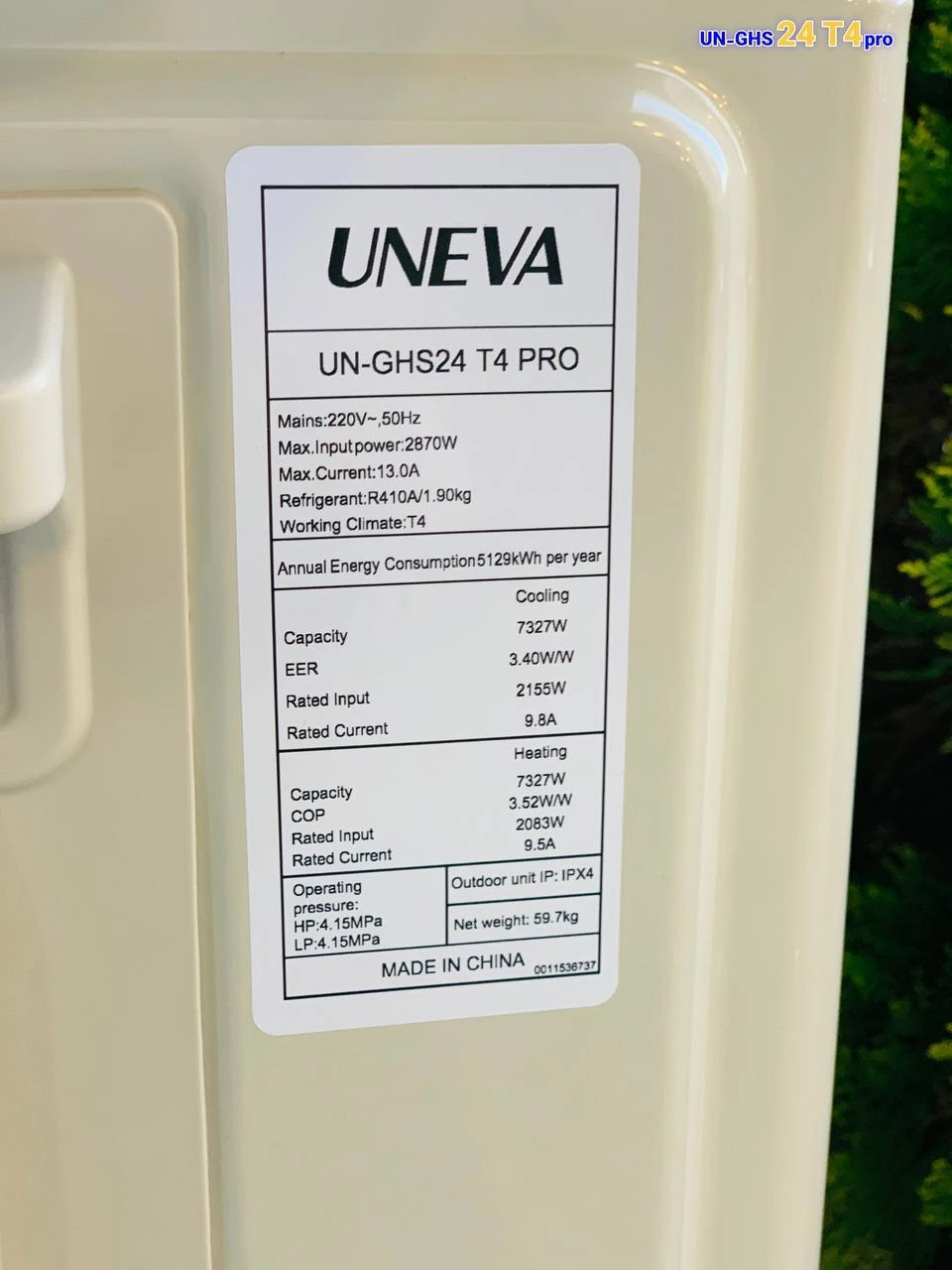 کولر گازی یونیوا 24000 مدل UN-GHS24 T4 PRO